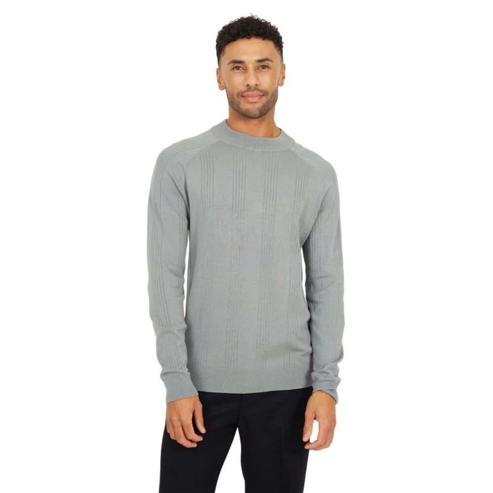 Brave Soul Mens Knitted Long-Sleeved Sweater / Silver Grey Marl